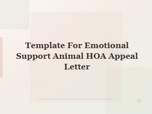 Hoa Emotional Support Animal Letter Template